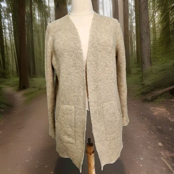 Time & Tru Oatmeal Long Oversized Boxy Cardigan Size Large - Picture 1 of 13